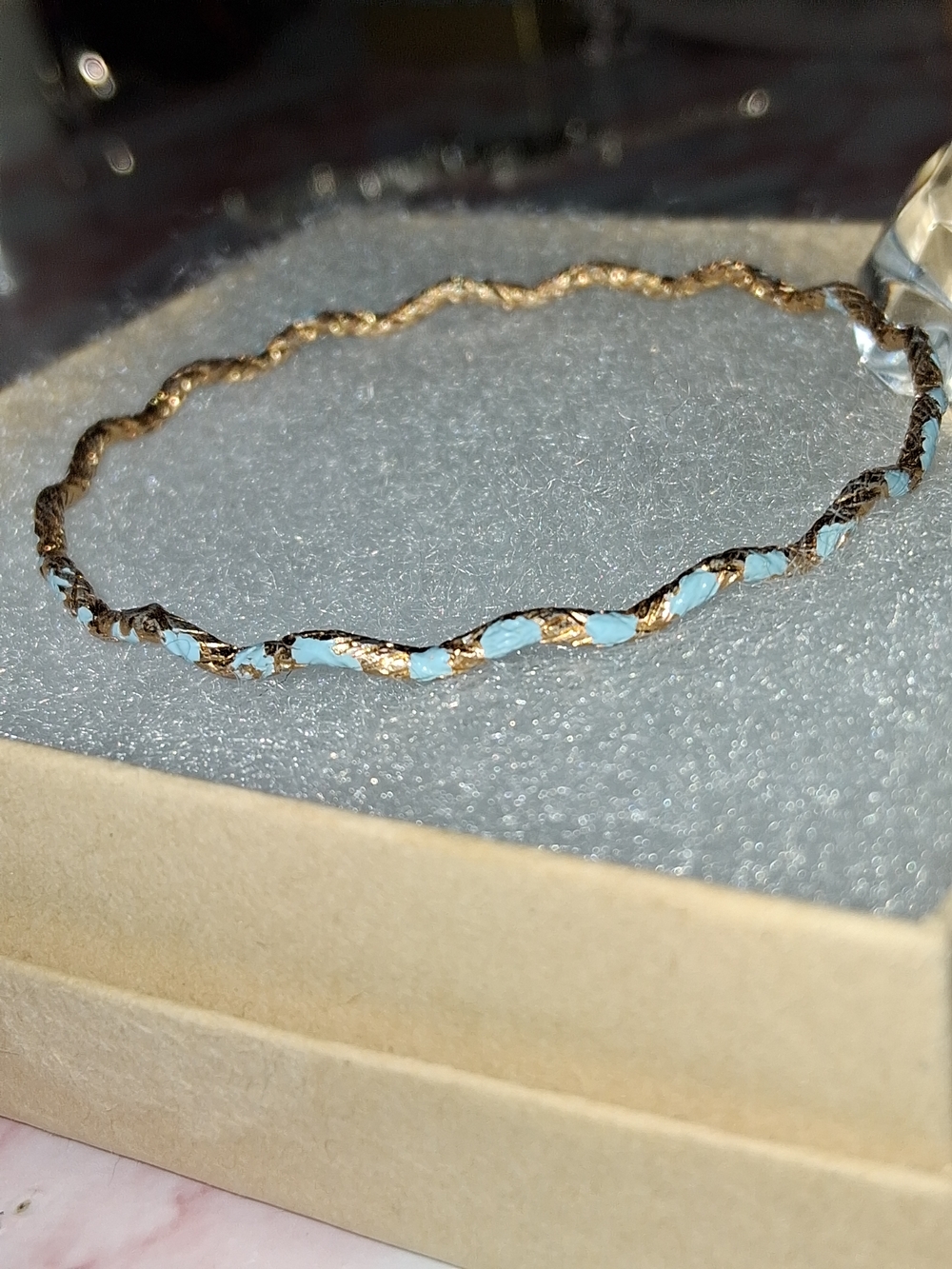 Elegant Gold-Tone Bracelet with Light Blue Accents - Women Jewelry